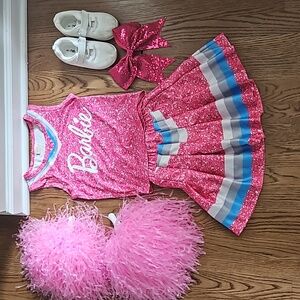 Girls Pink Barbie Cheerleading Costume.  Size 4T-5T.